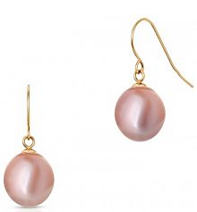 Kolczyki W.KRUK złote różowe fioletowe Z perłą