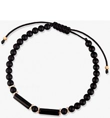 Bransoletka W.KRUK czarna złota Sznurkowa z onyksami