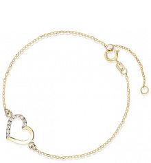 Bransoletka W.KRUK złota Z cyrkoniami serce