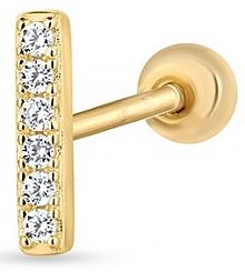 Kolczyki W.KRUK srebrne brązowe Kolczyk srebrny pozłacany z cyrkoniami