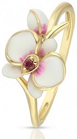 Pierścionek W.KRUK żółty złoty różowy Kwiaty Nocy