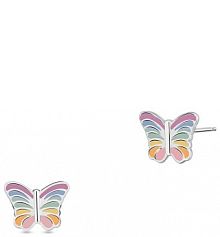 Kolczyki W.KRUK srebrne wielokolorowe Motylki