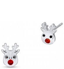 Kolczyki W.KRUK czarne srebrne czerwone wielokolorowe Reniferki