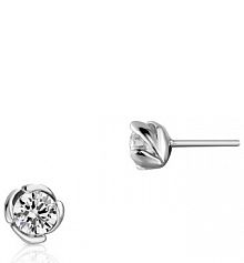 Kolczyki W.KRUK białe srebrne Z cyrkonią