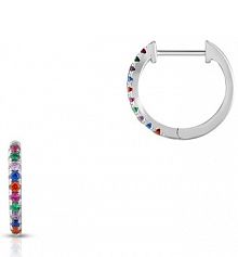 Kolczyki W.KRUK srebrne wielokolorowe Koła z kolorowymi cyrkoniami