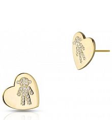 Kolczyki W.KRUK białe srebrne Serduszko z cyrkoniami
