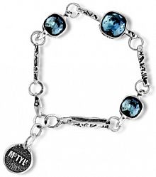 Bransoletka W.KRUK srebrna niebieska Motyle