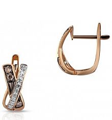 Kolczyki W.KRUK czarne białe złote Bicolor z diamentami