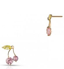 Kolczyki W.KRUK złote wielokolorowe Wiśnie