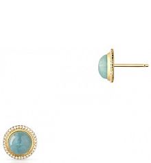 Kolczyki W.KRUK niebieskie zielone żółte złote Z diamentami i akwamarynem