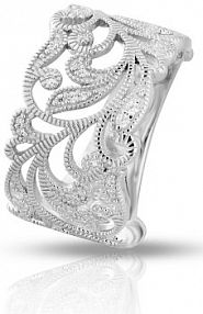 Pierścionek W.KRUK biały srebrny różowy Ażurowa