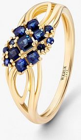 Pierścionek W.KRUK biały brązowy niebieski granatowy turkusowy złoty różow Z szafirami TRIO