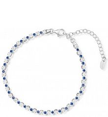 Bransoletka W.KRUK biała srebrna niebieska granatowa