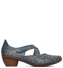 Półbuty na obcasie Rieker granatowe