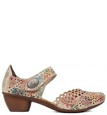 Półbuty na obcasie Rieker beżowe