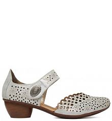 Półbuty na obcasie Rieker srebrne