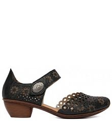 Półbuty na obcasie Rieker czarne