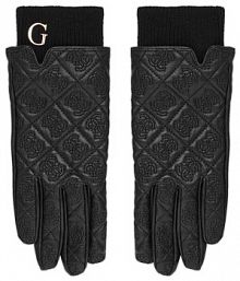 Rękawiczki skórzane Guess czarne