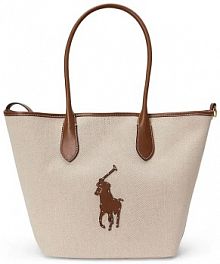 Torebka shopperka Polo Ralph Lauren  beżowa 428P05483
