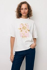 T-shirt BIZUU VIORA.kremowy biały