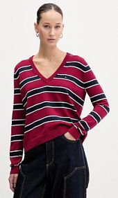 Sweter Tommy Jeans  bordowy damski DW0DW19888