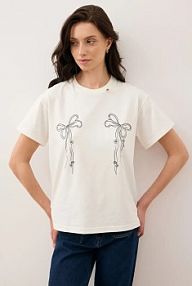 T-shirt BIZUU BOW.kremowy beżowy