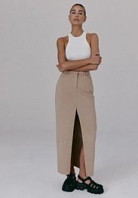 Spódnica jeansowa Muuv.  beżowa dluga.spodnic