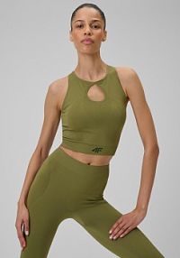 Top treningowy oliwkowy / khaki 4F 4FWSS26TFSLF0886-44S