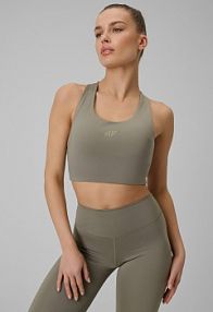 Biustonosz sportowy oliwkowy / khaki 4F 4FWSS26USBAF219-41S