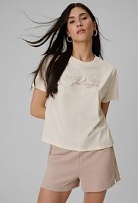 T-shirt beżowy 4F damski 4FWSS26TTSHF2743-12S