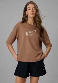 T-shirt beżowy 4F damski 4FRSS26TTSHF3704-83S