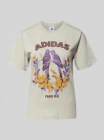 T-shirt z nadrukiem z motywem i okrągłym dekoltem adidas Sportswear szary damski EAN JV8610