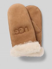 Rękawiczki ze skóry jagnięcej z wyhaftowanym logo Ugg brązowe EAN 20932