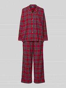 Piżama z przeszyciem z logo model 'Cozy Flannel' Polo Ralph Lauren czerwona damska EAN 4P0702