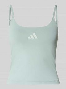 Top sportowy o kroju slim fit z nadrukiem z logo adidas Sportswear turkusowy damski EAN KE0812
