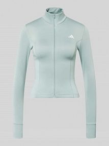 Krój slim fit Kurtka treningowa z zamkiem błyskawicznym adidas Sportswear turkusowa damska EAN KD9184