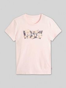 Koszulka z nadrukiem logo, krój regular fit Levis różowa damska EAN 173693386