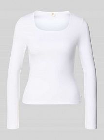 Bluzka z długim rękawem w Efekt prążkowania z Detal z logo Levis biała damska EAN 5IO0005