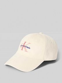 Regulowana długość czapka z daszkiem z wyhaftowanym logo Calvin Klein beżowa damska EAN LV04K5026G