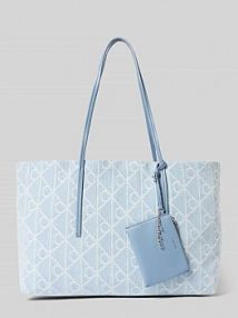 Torba shopper z Bawełny z Wzór z logo Calvin Klein niebieska EAN LV04F3428G