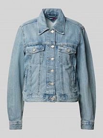 kurtka jeansowa w kroju regular fit z czystej bawełny model 'CLASSIC TRUCKER EXT BJ801' Tommy Jeans niebieska damska EAN DW0DW22720