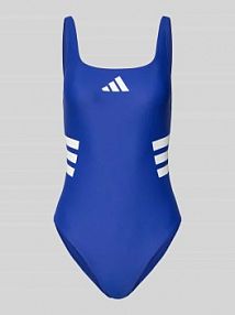 Krój slim fit kostium kąpielowy sportowy z nadruk z logo adidas Sportswear niebieski EAN JW9694
