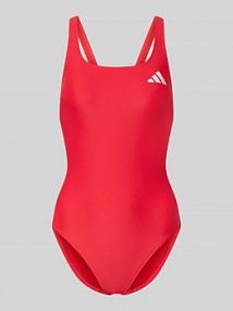 Kostium kąpielowy sportowy o kroju slim fit z nadrukiem z logo adidas Sportswear czerwony EAN KB0692