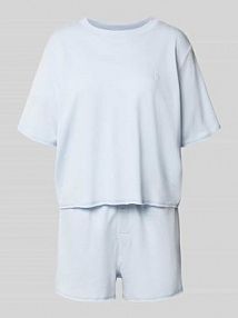 piżama o kroju regular fit z mieszanki bawełny Polo Ralph Lauren niebieska damska EAN 4P8029