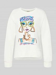Bluza o kroju regular fit z nadrukiem z motywem milano italy biała damska EAN 61-5563-8702-A1