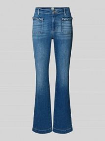 Dżinsy o kroju flared fit z plecionym detalem model 'Mary' BRAX niebieskie damskie EAN 9-6552 09976520