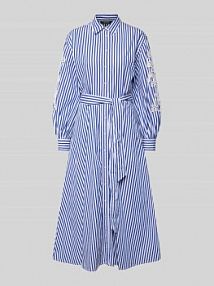 Dopasowana sukienka koszulowa z czystej bawełny model 'LUVRETTE' Lauren Ralph Lauren niebieska EAN 200P03711