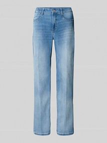Jeansy o kroju straight fit z mieszanki bawełny model 'LAURA TURN UP' MAC niebieskie damskie EAN 387529690