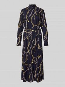 Sukienka koszulowa z wiskozy z wiązanym paskiem Gant granatowa EAN 4503480