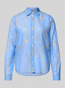 Bluzka z dodatkiem jedwabiu i kołnierzykiem typu kent Gant niebieska damska EAN 4300624